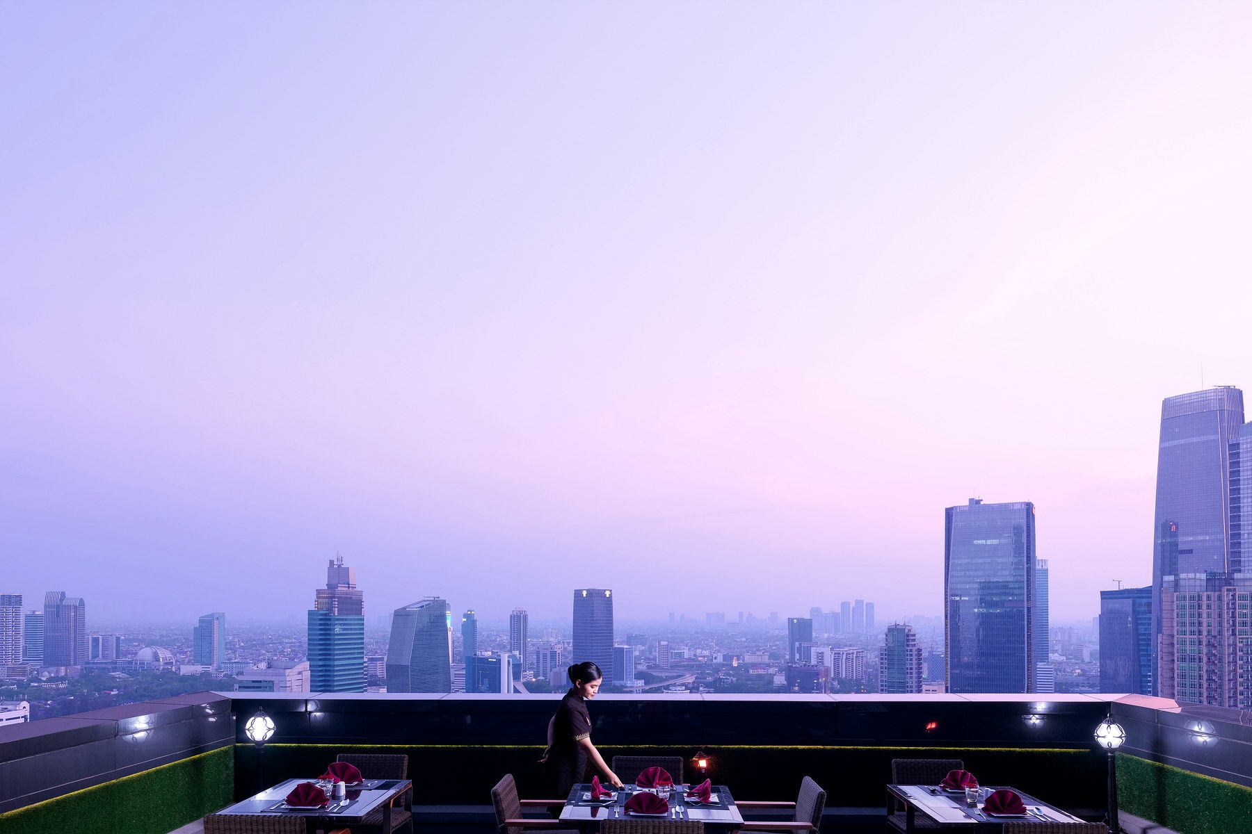 Rooftop dining setup