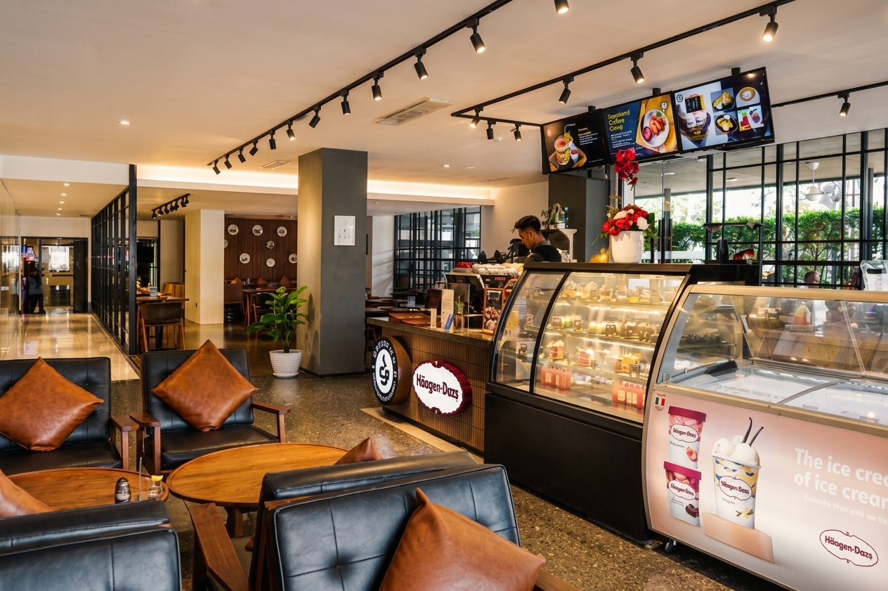 Counter Display kue dan es krim Häagen-Dazs di Obsidian